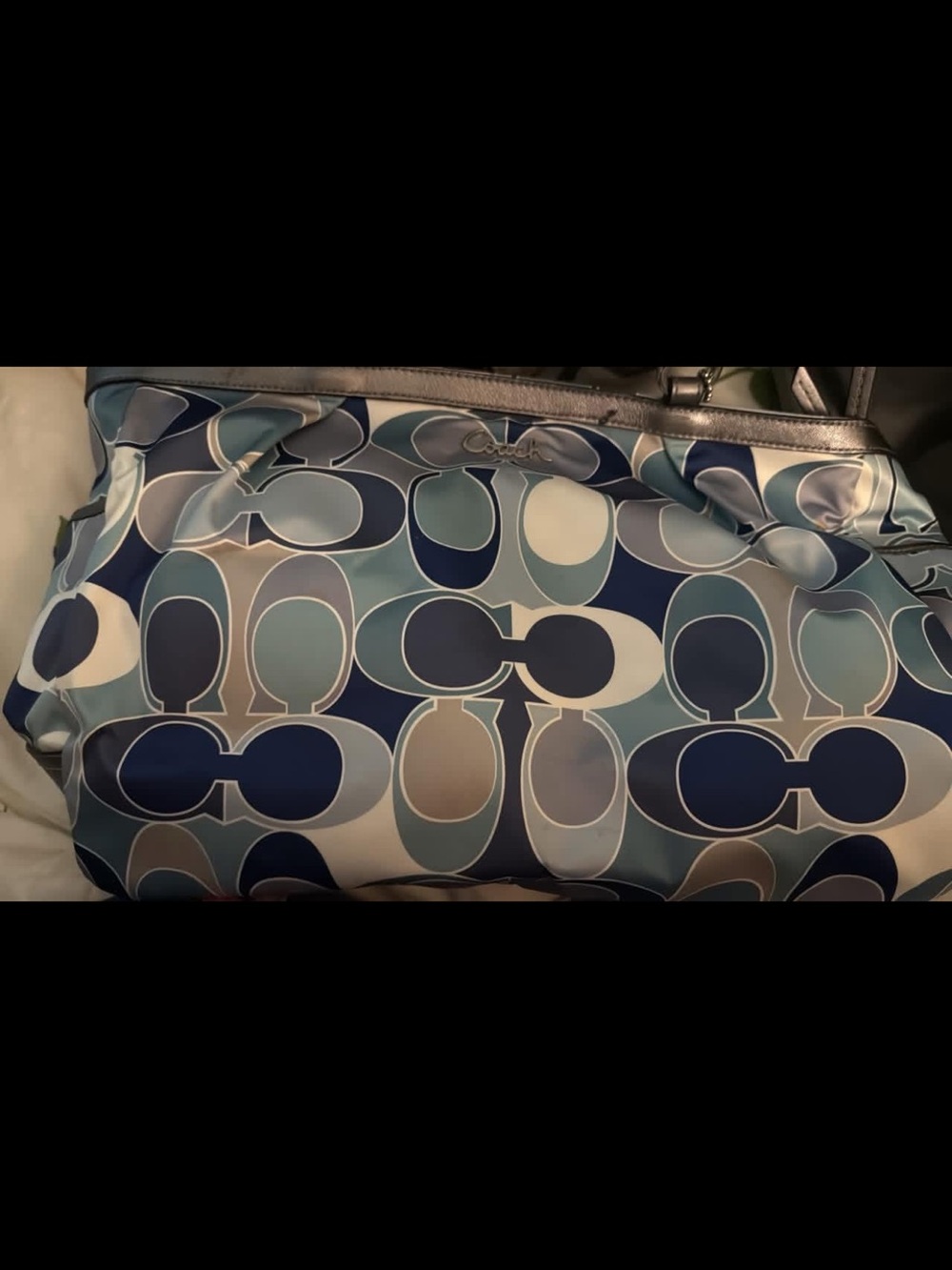 Coach Signature Pattern Tote in Blue and Cream
